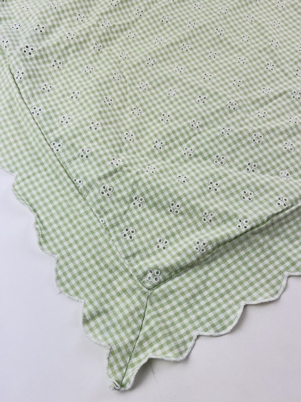 2000 Tommy Hilfiger Green Pillow Cotton Sham Case Dune Road Eyelet Ruffle Plaid